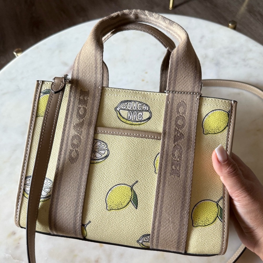 Coach Lemon Print Beige Tote Bag